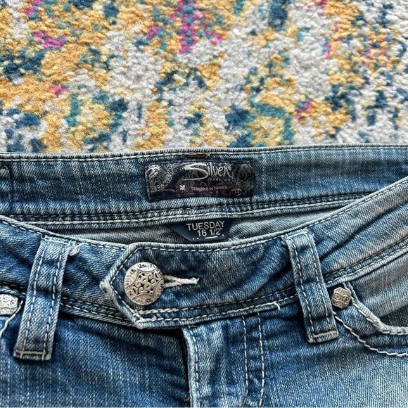 y2k low rise medium wash contrast stitch bootcut jeans by silver - Picture 5 of 6